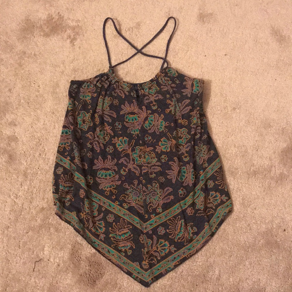 AEO Patterned tank top with cross straps